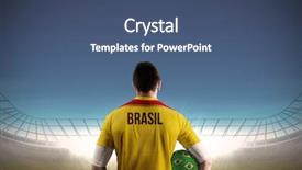  Presentation with football blue - Theme enhanced with championship jerseys - brasil football player holding ball background and a ocean colored foreground
