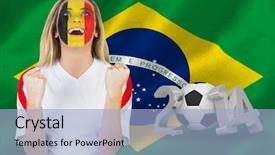  Presentation with belgium - Presentation theme consisting of championship jerseys - excited belgium fan in face background and a light blue colored foreground