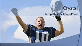  Presentation with football play diagram - PPT theme consisting of championship jerseys - football player celebration background and a light blue colored foreground