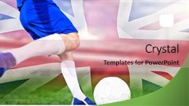  Presentation with great britain - Beautiful theme featuring championship jerseys - football player kicking ball backdrop and a coral colored foreground