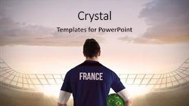  Presentation with football blue - Slide set featuring championship jerseys - france football player holding ball background and a light gray colored foreground