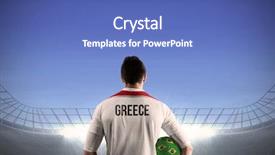  Presentation with greece blue - PPT layouts enhanced with championship jerseys - greece football player holding ball background and a  colored foreground