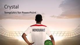  Presentation with football blue - Slides featuring championship jerseys - honduras football player holding ball background and a  colored foreground