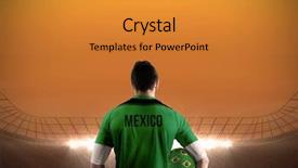 Presentation with football play diagram - Slide set consisting of championship jerseys - mexico football player holding ball background and a gold colored foreground
