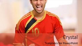  Presentation with rock minerals portrait - Audience pleasing presentation design consisting of championship jerseys - portrait of excited sportsman indoors backdrop and a  colored foreground