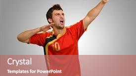  Presentation with grey - Slides enhanced with championship jerseys - portrait of excited sportsman isolated background and a  colored foreground