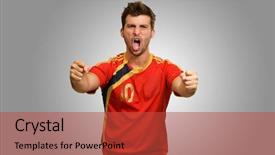  Presentation with medicine by mouth - Audience pleasing slides consisting of championship jerseys - portrait of sportsman with mouth backdrop and a  colored foreground