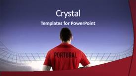  Presentation with football blue - Beautiful presentation design featuring championship jerseys - portugal football player holding ball backdrop and a ocean colored foreground
