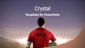  Presentation with football blue - Colorful slide set enhanced with championship jerseys - russia football player holding ball backdrop and a  colored foreground