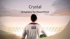  Presentation with football blue - PPT theme featuring championship jerseys - usa football player holding ball background and a light gray colored foreground