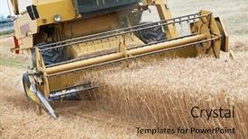 Presentation with wheat - Slide deck with champs agricole - harvesting machine combine working background and a coral colored foreground
