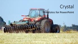 Presentation with track field throwing - Amazing PPT theme having champs agricole - large tractor pulling plow throwing backdrop and a  colored foreground