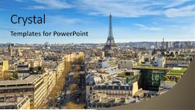  Presentation with eiffel tower - Theme having champs elysees and the eiffel background and a light blue colored foreground