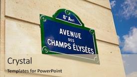  Presentation with avenue - Beautiful presentation theme featuring champs elysees avenue street sign in paris of france backdrop and a lemonade colored foreground
