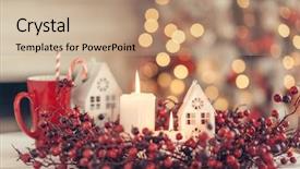  Presentation with christmas candles - PPT theme featuring chandeliers - candles and christmas decoration background and a coral colored foreground