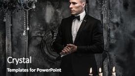  Presentation with indian classical orcastra templets - Presentation theme enhanced with chandeliers - young man wearing tuxedo background and a  colored foreground