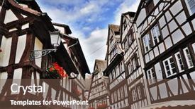  Presentation with traditional - Slides consisting of german culture - street with traditional half-timbered houses background and a tawny brown colored foreground