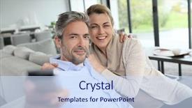  Presentation with middle ages - Colorful presentation enhanced with middle-aged couple in living backdrop and a sky blue colored foreground