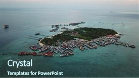  Presentation with rising sea level - Colorful PPT theme enhanced with change and rising sea level backdrop and a ocean colored foreground