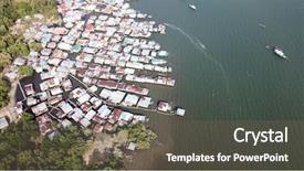  Presentation with sea fishing - Audience pleasing slide set consisting of asian fishing town poor slum backdrop and a gray colored foreground