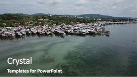  Presentation with sea fishing - Cool new presentation theme with asian fishing town poor slum backdrop and a dark gray colored foreground