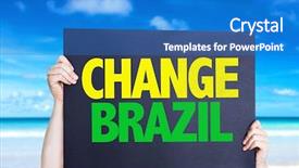  Presentation with change - Amazing slides having change brazil card with beach backdrop and a teal colored foreground