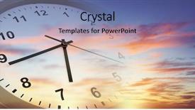  Presentation with clock face - PPT theme having change clocks - clock face in bright sky background and a ocean colored foreground