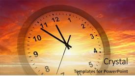  Presentation with clock face - Colorful presentation theme enhanced with change clocks - clock face in bright sky backdrop and a yellow colored foreground