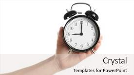  Presentation with alarm - Colorful presentation theme enhanced with change clocks - female hand holding alarm clock backdrop and a lemonade colored foreground