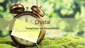  Presentation with old clock time antique - PPT theme having change clocks - summertime old clock on grass background and a blonde colored foreground