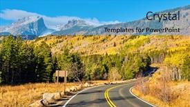  Presentation with national safety day - Presentation theme having change curve - highway at autumn sunny day background and a teal colored foreground