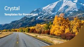  Presentation with free colorado - Theme featuring change curve - highway in colorado rocky mountains background and a teal colored foreground
