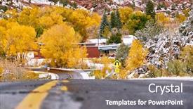  Presentation with changing season - Audience pleasing presentation design consisting of change curve - season changing first snow backdrop and a  colored foreground