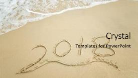  Presentation with 2018 - PPT theme with change date - 2018 written in sand write background and a lemonade colored foreground