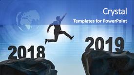  Presentation with change - Presentation with change date - concept of transition between 2018 background and a teal colored foreground