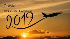  Presentation with new year 2019 - Audience pleasing slide set consisting of change date - new year 2019 drawing backdrop and a gold colored foreground