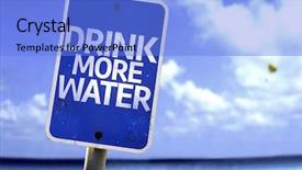  Presentation with eating fish and drink water from pollution oceans - Audience pleasing presentation theme consisting of change diet exercise - drink more water sign backdrop and a light blue colored foreground