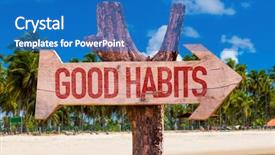  Presentation with good habit - Cool new PPT theme with change diet exercise - good habits arrow with beach backdrop and a teal colored foreground