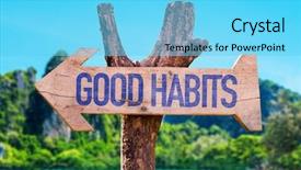  Presentation with good habit - Slide deck enhanced with change diet exercise - good habits arrow with beach background and a light blue colored foreground