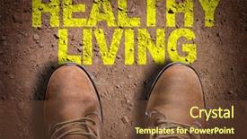  Presentation with healthy living - PPT theme with change diet exercise - top view of boot background and a  colored foreground