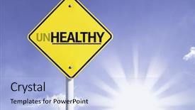  Presentation with highway road sign - Audience pleasing PPT theme consisting of change diet exercise - unhealthy road sign with sun backdrop and a light blue colored foreground