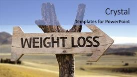  Presentation with weight loss - PPT layouts featuring change diet exercise - weight loss wooden sign background and a light blue colored foreground