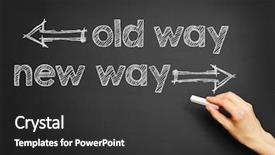  Presentation with old way new way - PPT theme with change direction - hand writes old way new background and a dark gray colored foreground