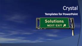  Presentation with change - Slides with change direction - solutions freeway exit sign background and a navy blue colored foreground