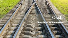  Presentation with railroad - Presentation enhanced with change direction - two railroad to horizon background and a gray colored foreground