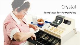  Presentation with fast food - Audience pleasing presentation theme consisting of change from her cash register backdrop and a  colored foreground