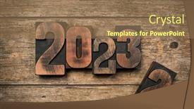  Presentation with wood rustic - Theme with change-from-year-2022 background and a coral colored foreground