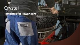  Presentation with garage car - Slide deck enhanced with change its wheels tires shallow background and a dark gray colored foreground