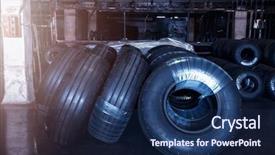  Presentation with tires - Amazing PPT theme having change logistics - avia tires production industrial space backdrop and a navy blue colored foreground