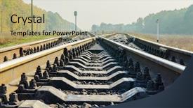  Presentation with railway - PPT theme having change logistics - railway crossing background and a mint green colored foreground